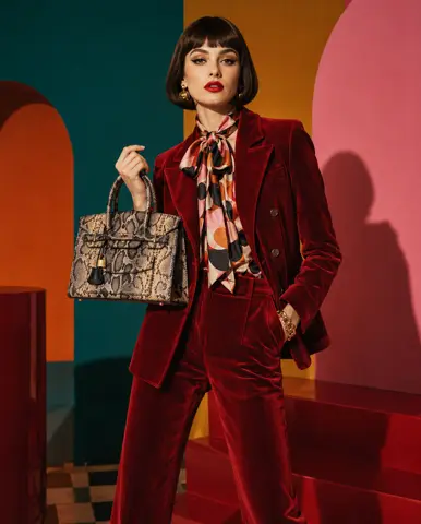 Velluto rosso con borsa stampa pitone OSA